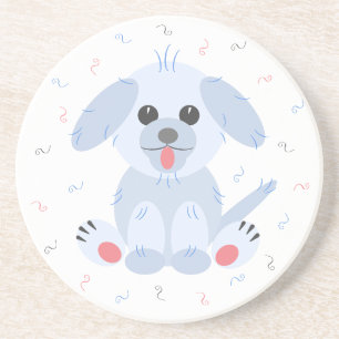 Dessous De Verre En Grès Caricature de chien coquelicot rose simple gris pa