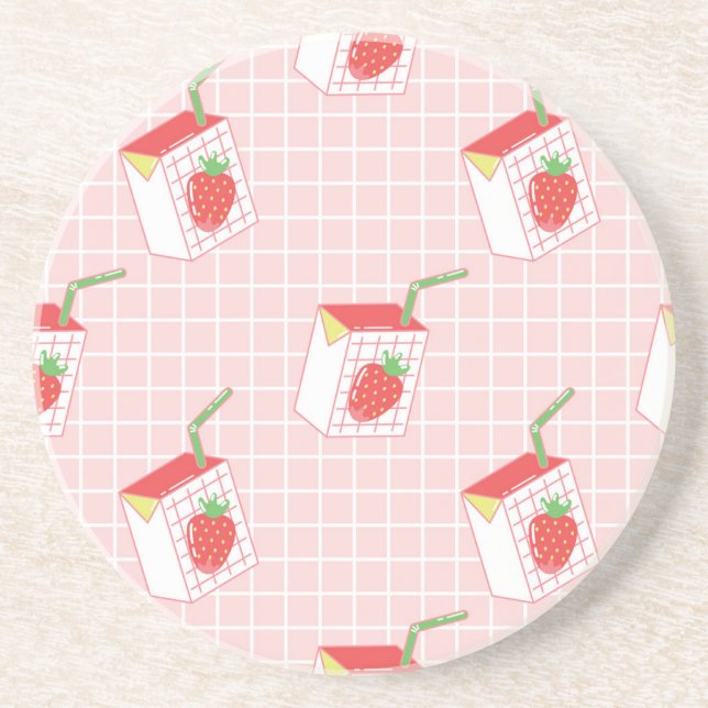 Dessous De Verre En Grès Caricatures de Lait de fraise : Motif (Devant)
