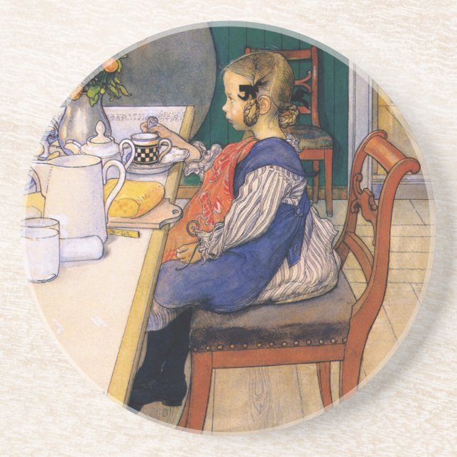 Dessous De Verre En Grès Carl Larsson A Late Risques Miserable Breakfast (Devant)