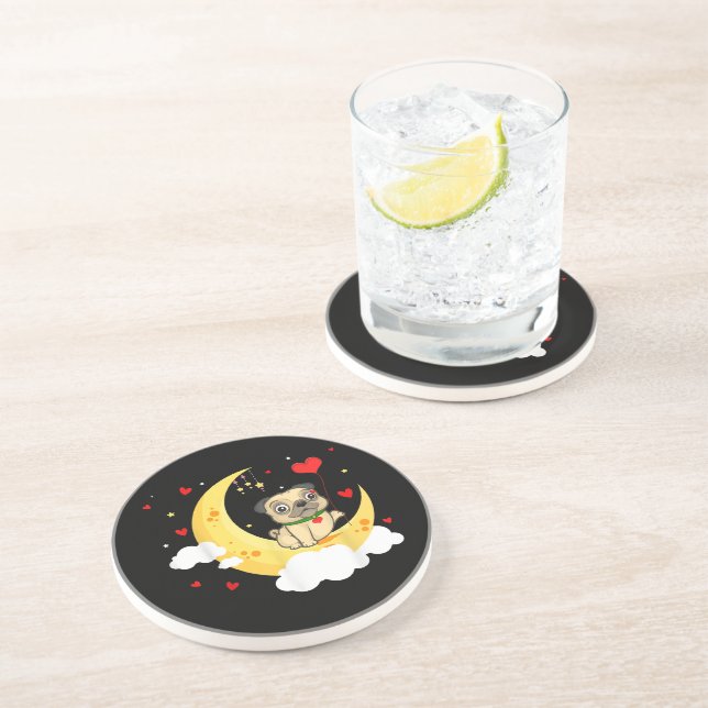 Dessous De Verre En Grès Carlin sur la lune Saint Valentin Beauté (Côté)