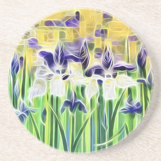 Dessous De Verre En Grès Carreau Iris Abstrait (Devant)