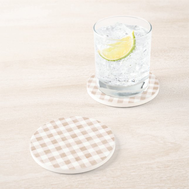 Dessous De Verre En Grès Carreaux à rayures crème blush bronzé (Côté)