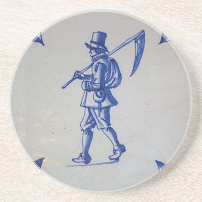 Dessous De Verre En Grès Carreaux bleus Delft - Modèle (Devant)