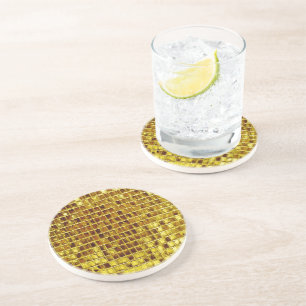 Dessous De Verre En Grès Carreaux en mosaïque d'or Elégant luxe moderne