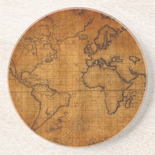 Dessous De Verre En Grès Carte antique du monde (Devant)