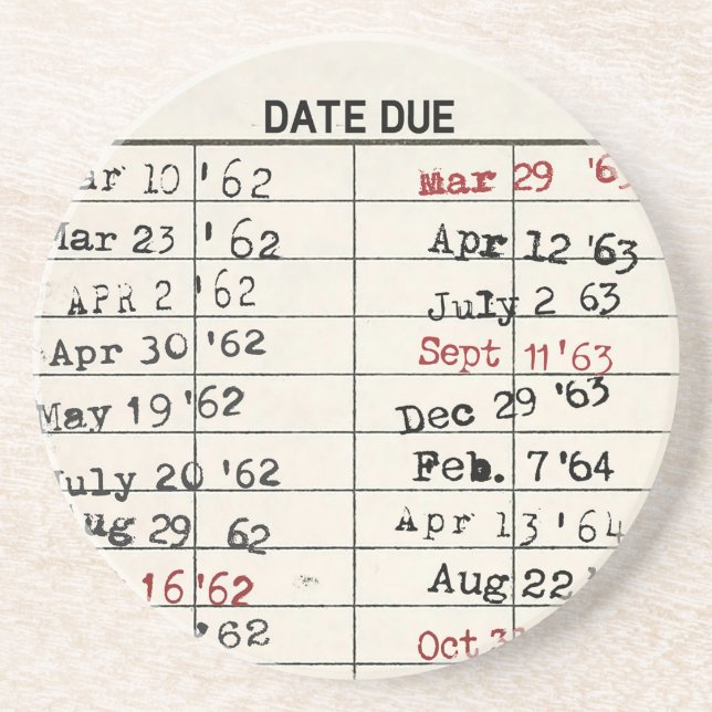 Dessous De Verre En Grès Carte de bibliothèque rétro (Devant)