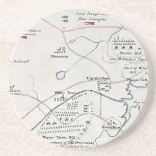 DESSOUS DE VERRE EN GRÈS CARTE DE BOSTON-CONCORD, 1775
