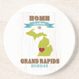 Dessous De Verre En Grès carte de Grand Rapids, Michigan - à la maison est