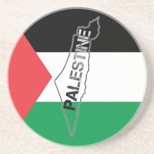 Dessous De Verre En Grès Carte de la Palestine libre sur le drapeau palesti