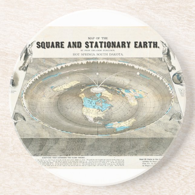 Dessous De Verre En Grès Carte de la Terre plate (Devant)