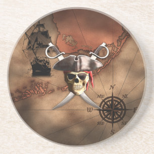 Dessous De Verre En Grès Carte de pirate