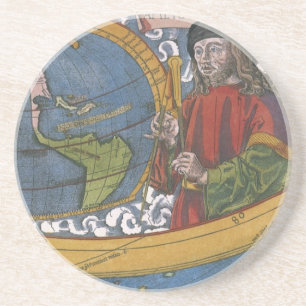Dessous De Verre En Grès Carte des Amériques avec Explorer Amerigo Vespucci