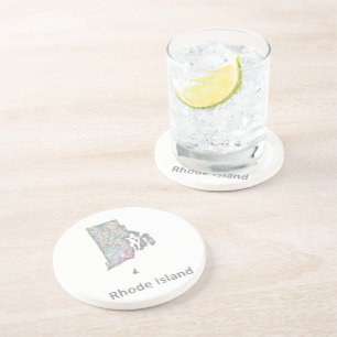 Dessous De Verre En Grès Carte d'Île de Rhode