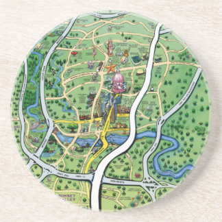 Dessous De Verre En Grès Carte du dessin animé Austin Texas