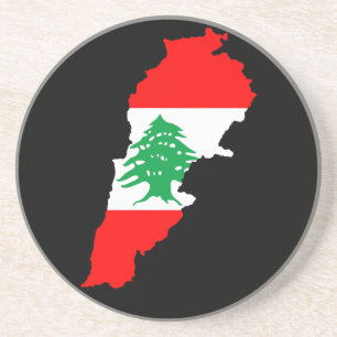 Dessous De Verre En Grès Carte du Liban avec aimant en pierre de drapeau