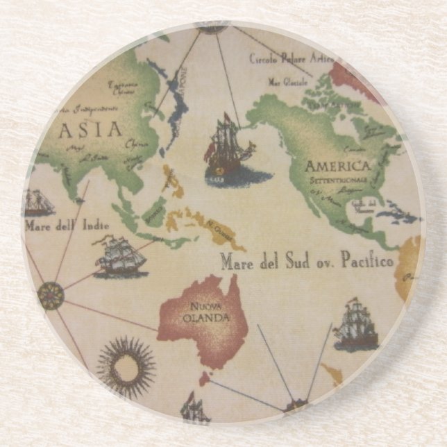 Dessous De Verre En Grès Carte du monde (Devant)