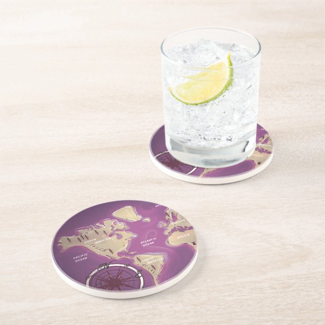 Dessous De Verre En Grès Carte du monde (Côté)