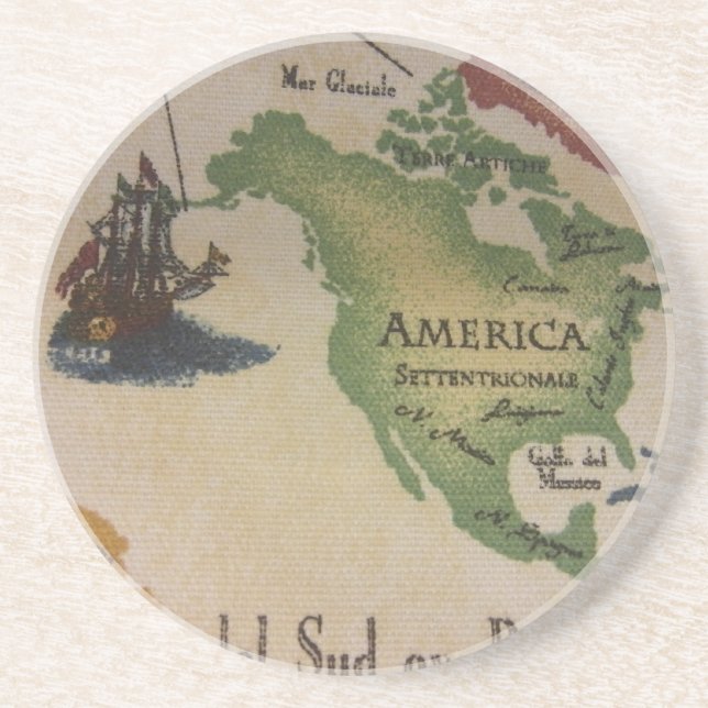 Dessous De Verre En Grès Carte du monde - Amérique (Devant)