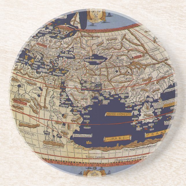 Dessous De Verre En Grès Carte du monde antique ptolemaique, Johannes d'Arn (Devant)