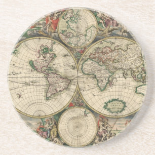 Dessous De Verre En Grès Carte du monde de Gerard Van Schagen, 1689