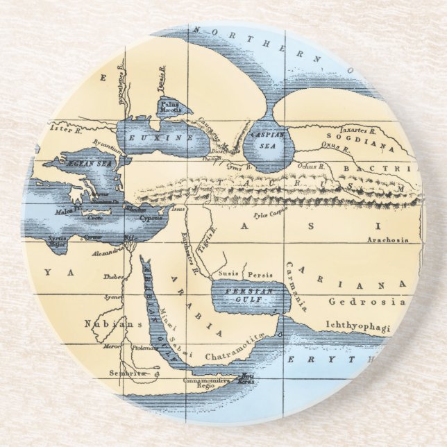 DESSOUS DE VERRE EN GRÈS CARTE DU MONDE : ERATOSTHENES (Devant)