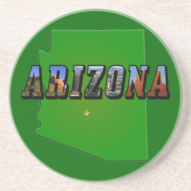 Dessous De Verre En Grès Carte et texte de l'image de l'Arizona (Devant)