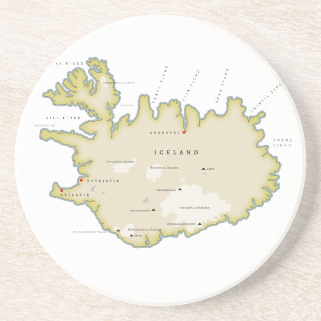 Dessous De Verre En Grès Carte illustrée de l'Islande Trivet (Devant)