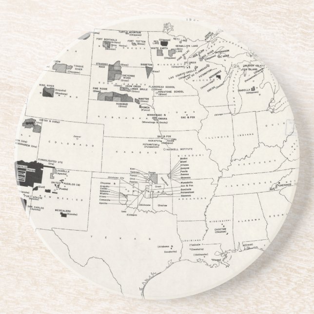 DESSOUS DE VERRE EN GRÈS CARTE : INDIENS D'AMERIQUE 2 (Devant)