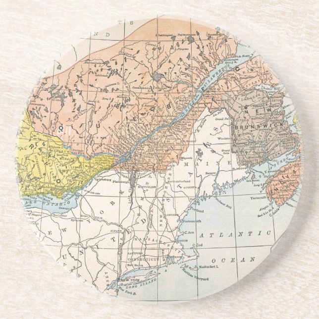 DESSOUS DE VERRE EN GRÈS CARTE : LE CANADA ORIENTAL (Devant)