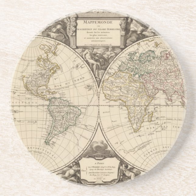 Dessous De Verre En Grès Carte mondiale 9 (Devant)