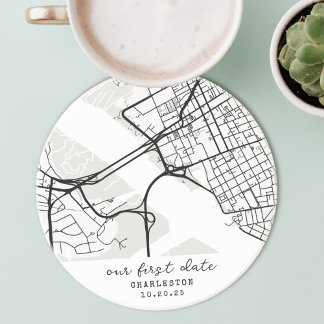 Dessous De Verre En Grès Carte personnalisée "Où nous nous sommes rencontré