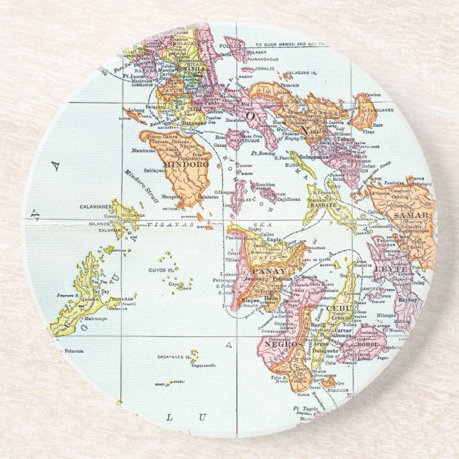 DESSOUS DE VERRE EN GRÈS CARTE : PHILIPPINES, 1905 (Devant)