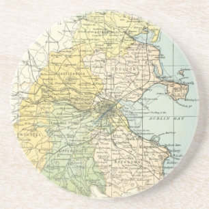 Dessous De Verre En Grès Carte Vintage de Dublin et des environs (1900)