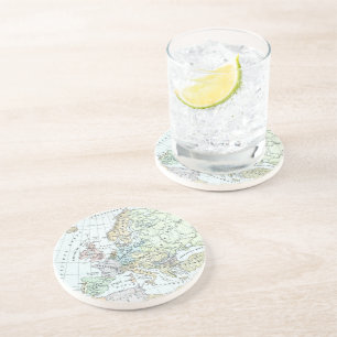 Dessous De Verre En Grès Carte Vintage de l'Europe (1899)