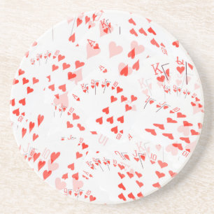 Dessous De Verre En Grès Cartes de Poker Coeurs Motif de vidange droit,