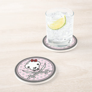 Dessous De Verre En Grès Cartographie noir blanc Jolly Kitty Pirate os crân