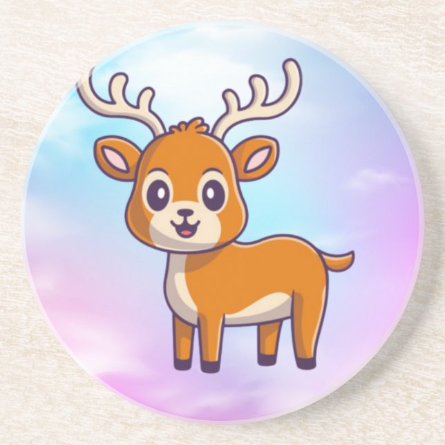Dessous De Verre En Grès Cartoon de cerf de bébé mignon-23501 (Devant)