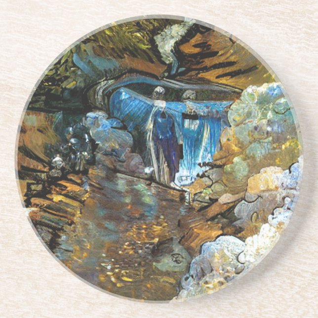 DESSOUS DE VERRE EN GRÈS CASCADE DE RUISSEAU (Devant)