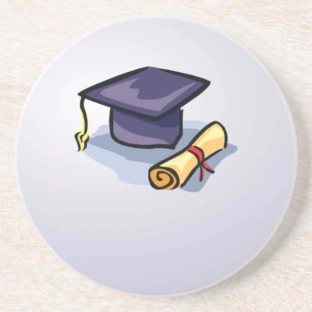 Dessous De Verre En Grès Casquette de diplôme passé présent futur sur le bl (Devant)