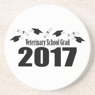 Dessous De Verre En Grès Casquettes du diplômé 2017 d'école vétérinair
