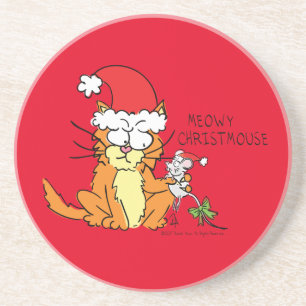 Dessous De Verre En Grès Cat Funny Christmas Cartoon Cute Mouse