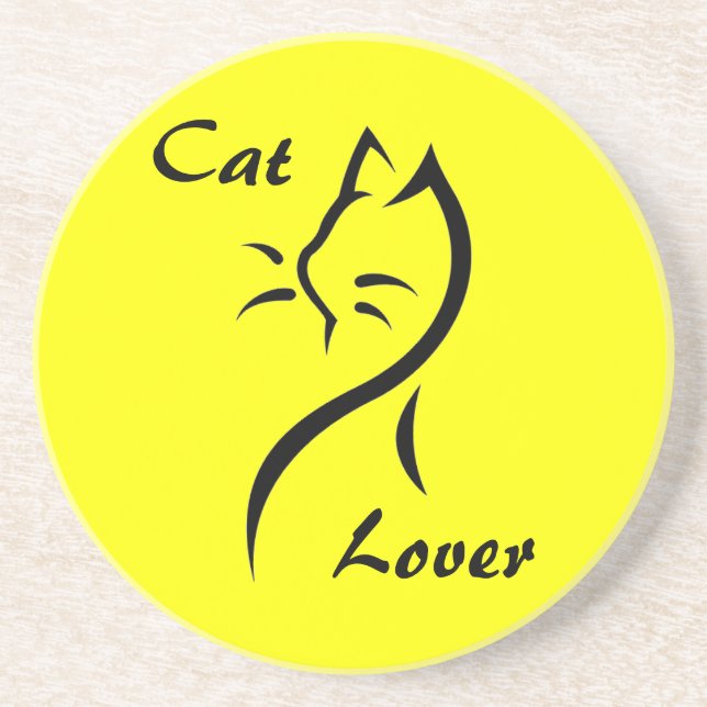 Dessous De Verre En Grès Cat Lover, Stylized Cat Sandstone Coaster (Devant)