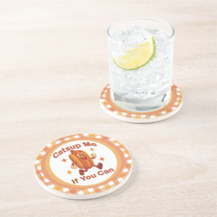 Dessous De Verre En Grès Catsume-moi si tu peux drôle Hot Dog - Ketchup Pun