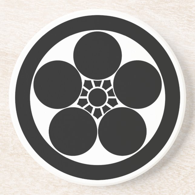 Dessous De Verre En Grès Cercle avec motif de prune (Devant)