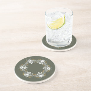 Dessous De Verre En Grès Cercle d'abeilles vert olive
