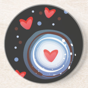 Dessous De Verre En Grès Cercle d'amour rétro Mod