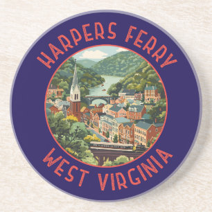 Dessous De Verre En Grès Cercle en détresse de Harpers Ferry Virginie-Occid