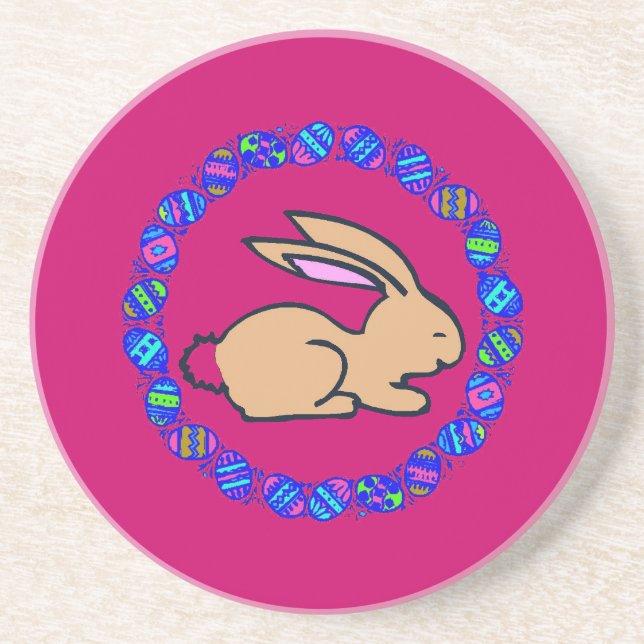 Dessous De Verre En Grès Cercle lapin de Pâques (Devant)