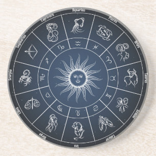 Dessous De Verre En Grès Cercle zodiaque avec panneaux horoscope