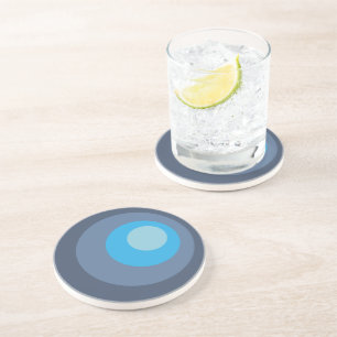 Dessous De Verre En Grès Cercles bleus rétro